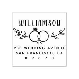 結婚ズリングや輪キュート植物学モダン差出人住所 ラバースタンプ