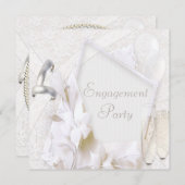 結婚ズリングや輪&シャンパングラス婚約パーティ 招待状 (正面/裏面)