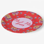 結婚ズレッドローズバラヴィンテージフローラフラワーヴィオラ ペーパープレート (アングル)