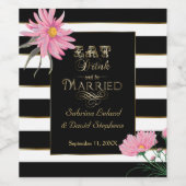 結婚ズワきらめくインピンクフローラ白黒Str ワインラベル (シングルラベル)