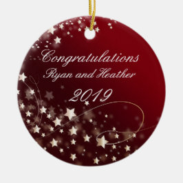 結婚ズ婚約ニューホームレッド セラミックオーナメント