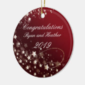 結婚ズ婚約ニューホームレッド セラミックオーナメント (左)