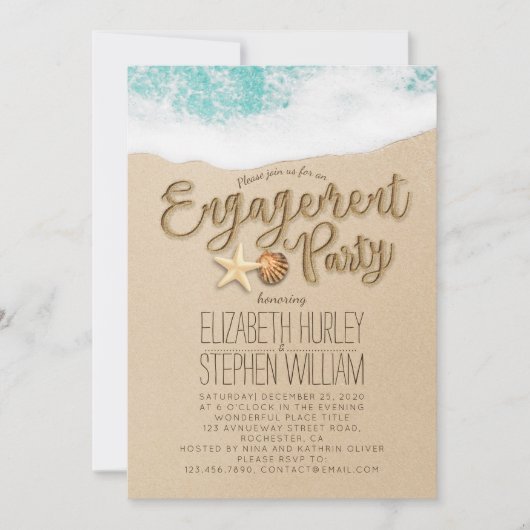 結婚ズ婚約パーティサマービーチヒトデ 招待状 (正面)