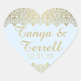 結婚ズ封筒用シールヴィンテージゴールデンレースエレガント ハートシール