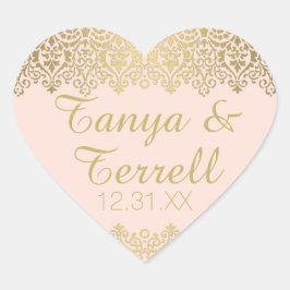結婚ズ封筒用シールヴィンテージゴールデンレースエレガント ハートシール