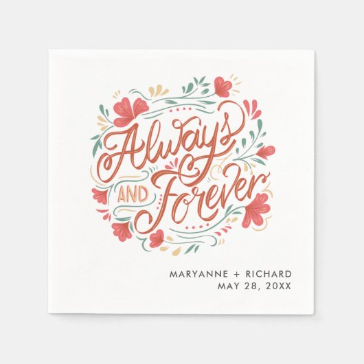 結婚ズ常に永久タイポグラフィ婚約パーティ スタンダードカクテルナプキン (正面)