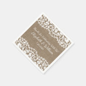 結婚ズ素朴ヴィンテージレースバーラップリネンカスタム スタンダードカクテルナプキン (角)