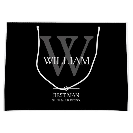 結婚ズ花婿介添人ギフトカスタムシックモダンクラシー ラージペーパーバッグ (正面)