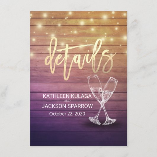 結婚ズ詳細情報シャンパングラスウッド エンクロージャーカード (正面)