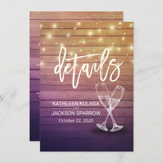 結婚ズ詳細情報シャンパングラスウッド エンクロージャーカード (正面/裏面)