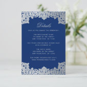 結婚ズ詳細王室のブルーシルバーエレガントアンティーク エンクロージャーカード (スタンド正面)
