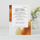 結婚ズ金ゴールド抽象芸術大理石 招待状 (スタンド正面)