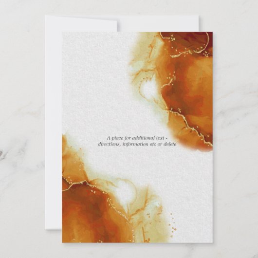 結婚ズ金ゴールド抽象芸術大理石 招待状 (裏面)