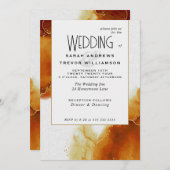 結婚ズ金ゴールド抽象芸術大理石 招待状 (正面/裏面)