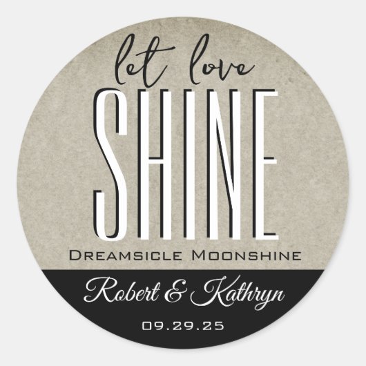 結婚ズ/アニバーサリーMoonshineラパーソナライズされたベル ラウンドシール (正面)