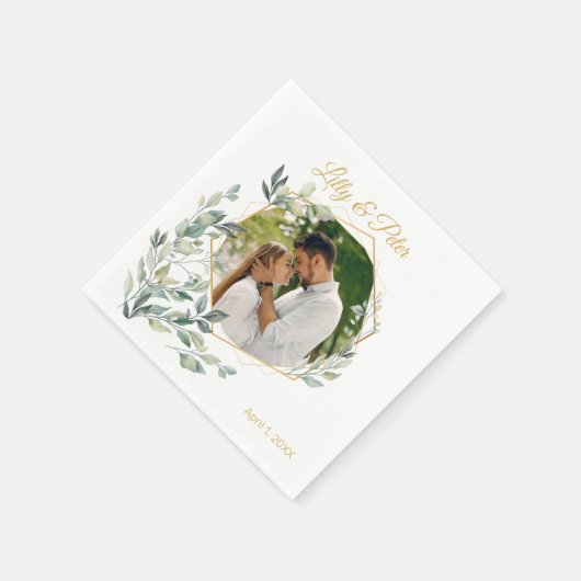 結婚ズ，ブライダルシャワーフォトカスタムナプキンス スタンダードカクテルナプキン (角)