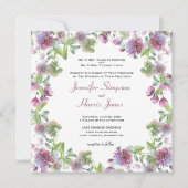 結婚ソフトパープルフローラ夏 招待状 (正面)