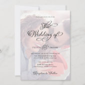 結婚チャーム |白黒の書道写真 招待状 (正面)