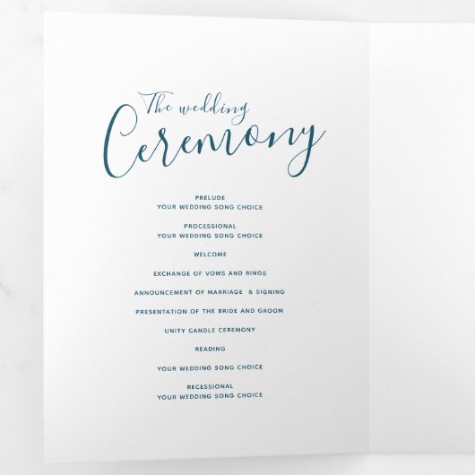 結婚ティール(緑がかった色)抽象芸術 三つ折りプログラム (内部最初)