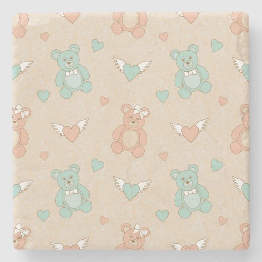 結婚テディ ストーンコースター (正面)
