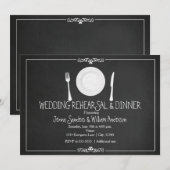 結婚ディナー+リハーサル+黒板+ヴィンテージ+招待状 招待状 (正面/裏面)
