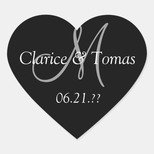 結婚ハートカスタムモノグパーソナライズされたラム ハートシール (正面)