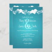 結婚ハートターコイズ 招待状 (正面/裏面)