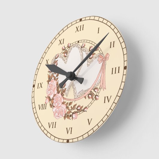 結婚ハート ラウンド壁時計 (傾斜)
