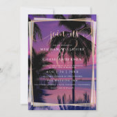 結婚バラ金ゴールド | エキゾチック熱帯ナイトビーチ 招待状 (正面)