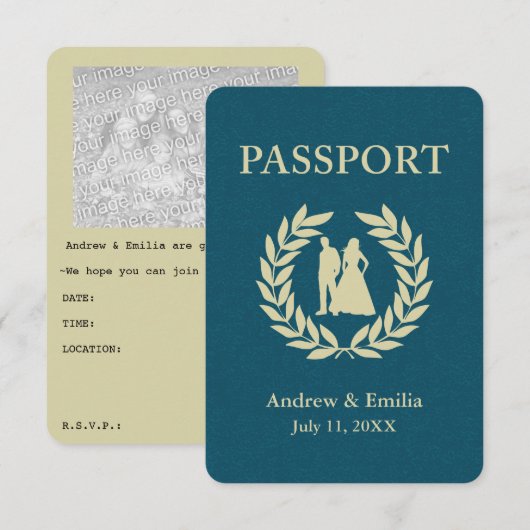 結婚パスポート 招待状 (正面/裏面)