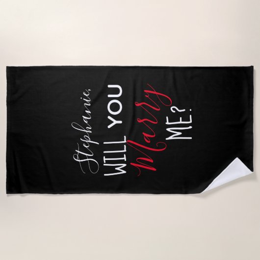 結婚パーソナライズされたの申し出を持って来てくれ ビーチタオル (正面)