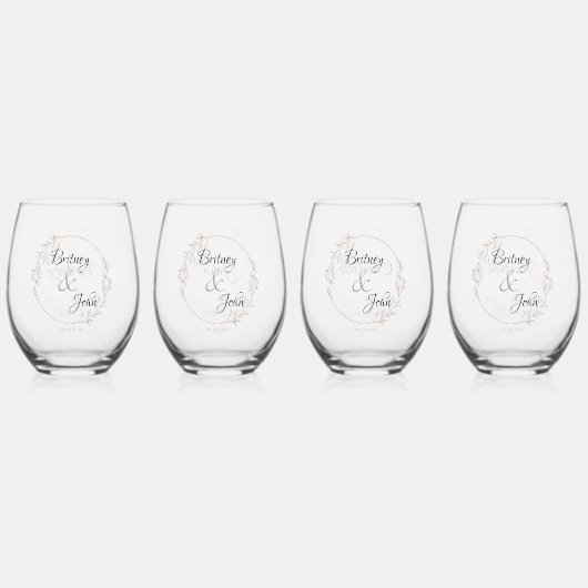 結婚パーソナライズされたの茎のないワイングラス ステムなしワイングラス (裏面)