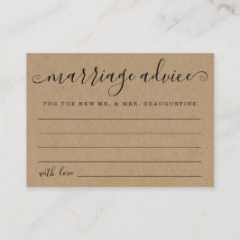 結婚パーソナライズされたアドバイスカード素朴- Kraft コーリングカード