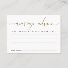 結婚パーソナライズされたアドバイスカード – 金ゴールドグリッター コーリングカード
