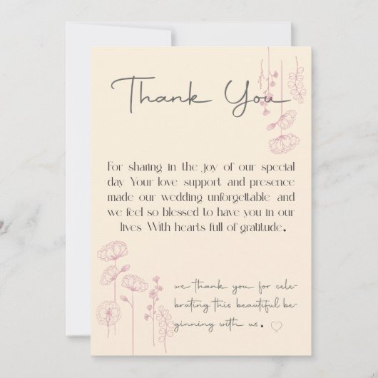 結婚パーソナライズされたサンキューカードユニークデザイン サンキューカード (正面)