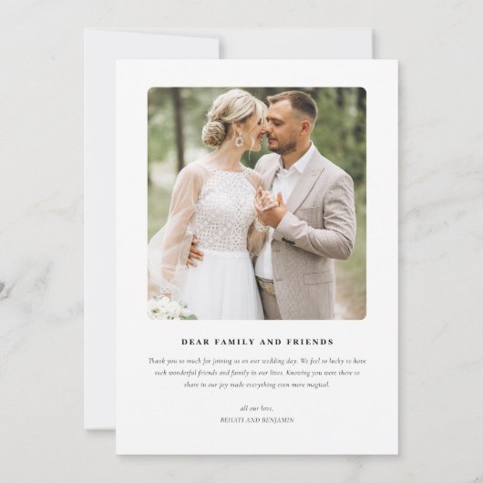 結婚パーソナライズされた写真コラージュモダン サンキューカード (裏面)