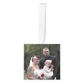 結婚パーソナライズされた写真 キューブオーナメント (正面)