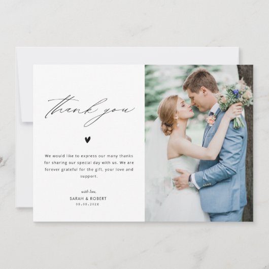 結婚パーソナライズされた感謝していは写真カード サンキューカード (正面)