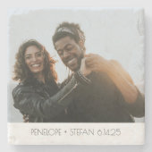 結婚パーソナライズされた記念の記念品 ストーンコースター (正面)