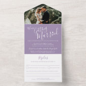 結婚パーティーの写真パープルが届いている オールインワン招待状 (内側)