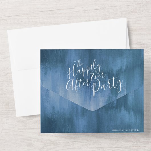 結婚パーティーの後、幸せなことに、青い灰色の写真を撮る オールインワン招待状 (裏面)