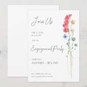 結婚パーティー招待状, ミニマルな花 招待状 (正面/裏面)