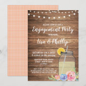 結婚パーティー メイソンジャー 花のライト 招待状 (正面/裏面)