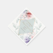 結婚ビュッフェ |サンゴと薄紫の花 スタンダードカクテルナプキン (角)