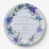 結婚ビュッフェ |水彩バイオレットブルーの花 ペーパープレート (正面)