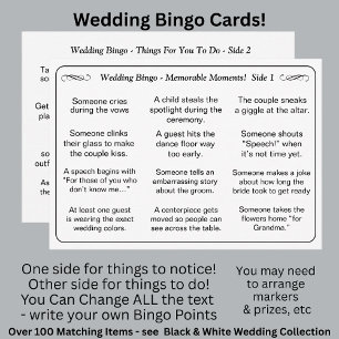 結婚ビンゴ！ゲスト用ゲーム 黒 白 カード