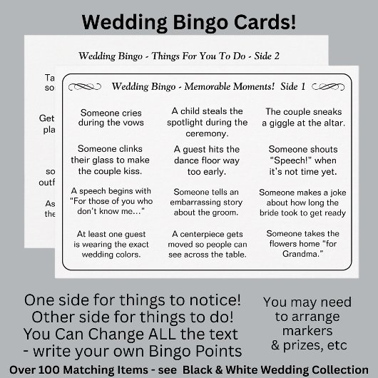 結婚ビンゴ！ゲスト用ゲーム 黒 白 カード