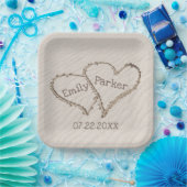 結婚ビーチ砂ハート ペーパープレート (パーティー)