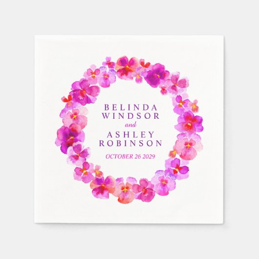 結婚ピンクのパニカスタムー スタンダードカクテルナプキン (正面)