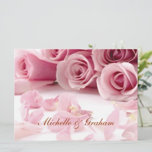 結婚ピンクの花人気があるエレガント招待状 招待状 (スタンド正面)